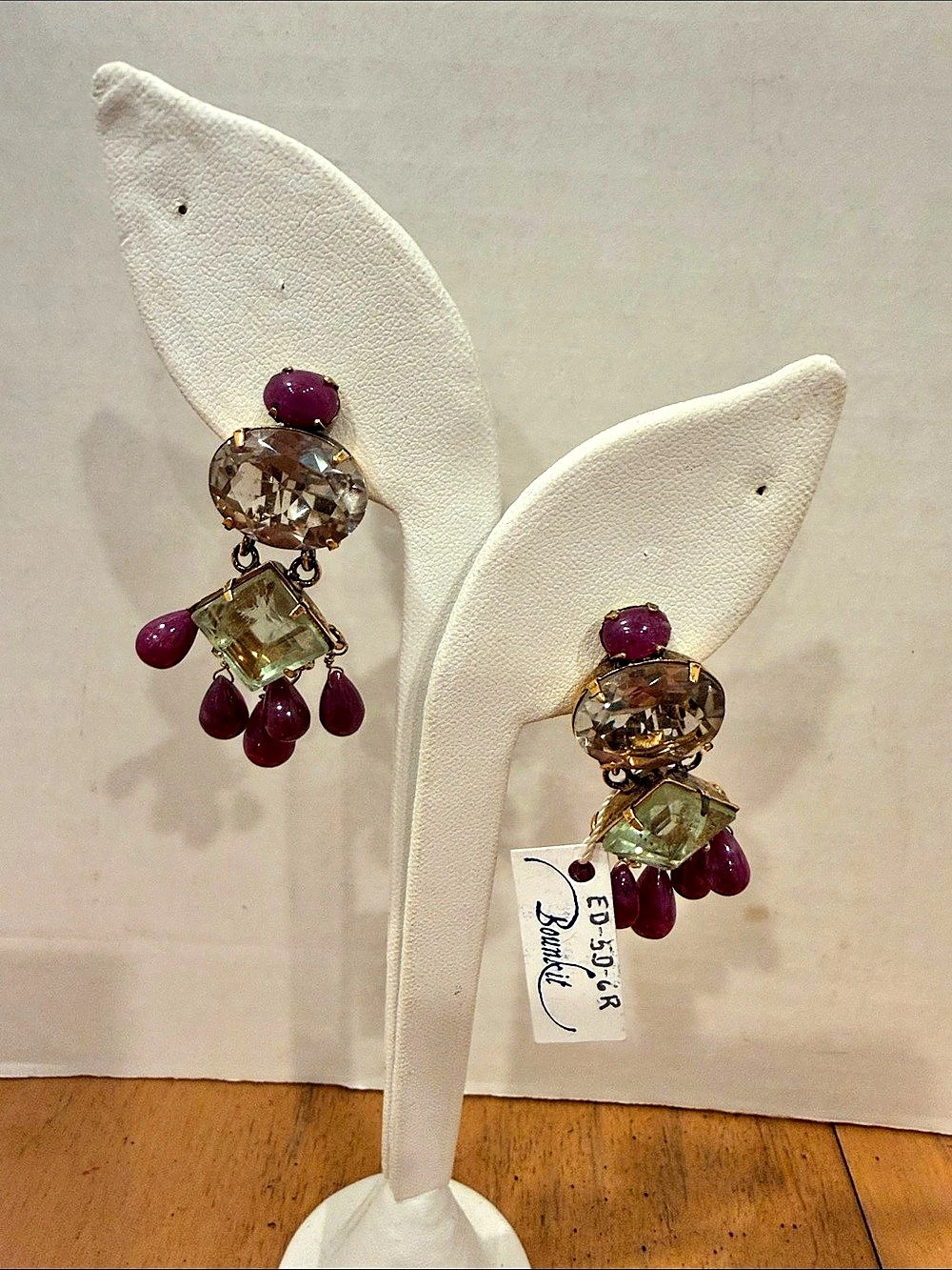 Bounkit Purple & Gold Statement Drop Earrings new drops multi gemstones